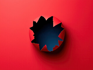 Wall Mural - Red Torn Paper with Black Hole.