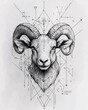 © Vladimir - Abstract geometric Aries zodiac sign tattoo design