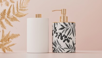 A beauty product packaging mockup with a soft, feminine design, and a contrasting Black Friday discount label in bold black and gold.