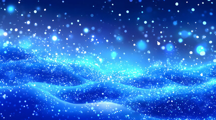 Poster - Sparkling Blue Abstract Background with Glowing Lights