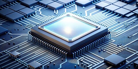 Fototapete - Abstract processor generating digital information, technology, data, abstract, processing, digital, information, innovation