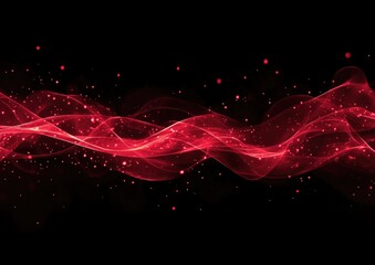 Wall Mural - Line art illustration featuring red smoke lines against a black backdrop