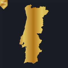 Wall Mural - Abstract - High Detailed Gold Map of Portugal. Vector illustration eps10.	
