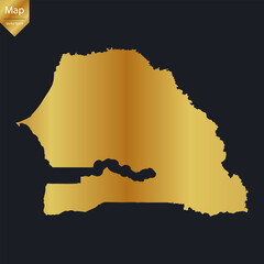 Wall Mural - Abstract - High Detailed Gold Map of Senegal. Vector illustration eps10.	
