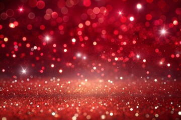 Poster - Festive red glitter background with sparkling lights