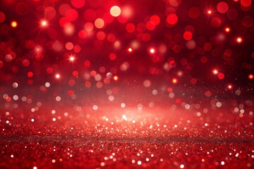Wall Mural - red background with bokeh lights and glitter for holidays