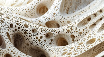 Abstract porous organic structure with intricate details