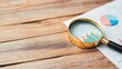 © Rossarin - A magnifying glass rests on a financial report showcasing colorful graphs and charts on a wooden desk, symbolizing analysis.