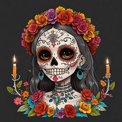 Wall Mural - esqueleto, día de muertos, para colorear, dibujo, calavera, tradición mexicana, arte, cultura, celebración, fiesta mexicana, ancestral, simbología, México, catrina, calaveritas, diseño, tradición, pap