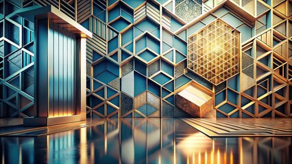 Fototapete - Abstract architecture background with geometric shapes and patterns , abstract, architecture, background, geometric, shapes, patterns
