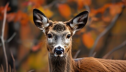 Wall Mural - Majestic Red Deer Stag Amidst Autumn Foliage