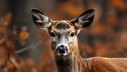 Wall Mural - Majestic Red Deer Stag Amidst Autumn Foliage