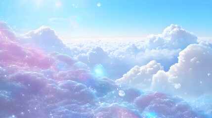 Wall Mural - Sparkling Clouds in a Blue Sky with Sun Glare