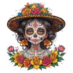 Wall Mural - esqueleto, día de muertos, para colorear, dibujo, calavera, tradición mexicana, arte, cultura, celebración, fiesta mexicana, ancestral, simbología, México, catrina, calaveritas, diseño, tradición, pap