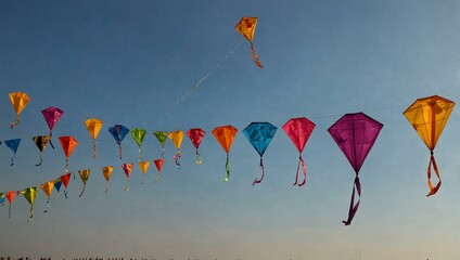 Wall Mural - Colorful kites flying during Makar Sankranti Kite Festival.