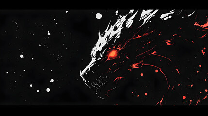 Poster - Fierce Dragon Illustration with Red Eyes and Black Background