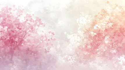 Wall Mural - Blush and White Watercolor Trees, Pastel Nature Background