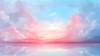 Wall Mural - Dreamy Sky Reflecting in Calm Water - Pastel Sunset Colors