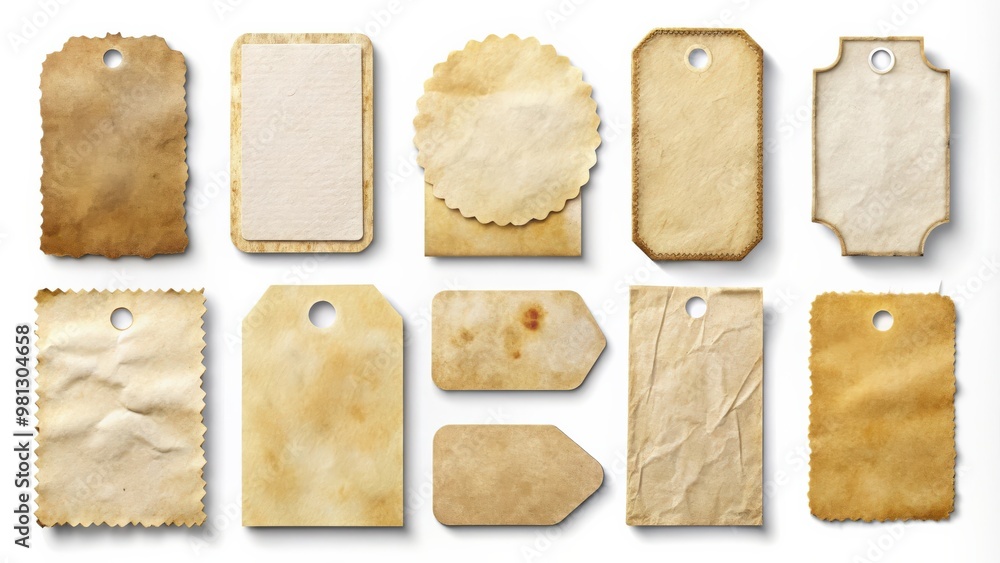 Collection of blank old sticker, label, price tag templates for mockup ...