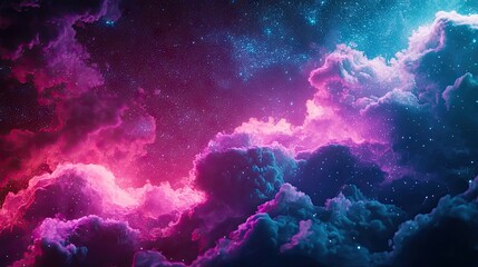 Wall Mural - synthwave pixel stardust cloud of neon gas and sparks