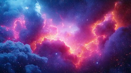 Wall Mural - synthwave pixel stardust cloud of neon gas and sparks