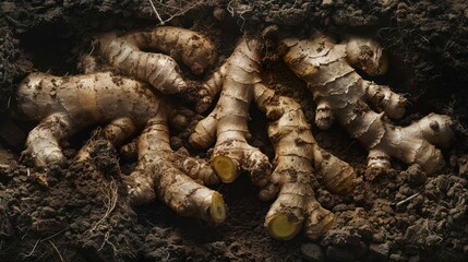 Wall Mural - Freshly Harvested Ginger Roots