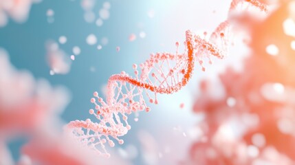 Poster - A 3D model of a cell with a highlighted DNA strand inside the nucleus, representing the location of genetic information.