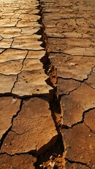 Poster - Cracked desert ground under a blazing sun.