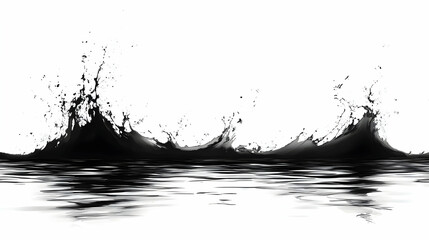 Poster - Black Ink Waves Splashing on Water, Abstract Art