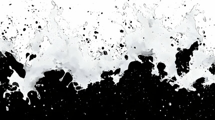 Wall Mural - Abstract Black and White Ink Splashes - Artistic Background