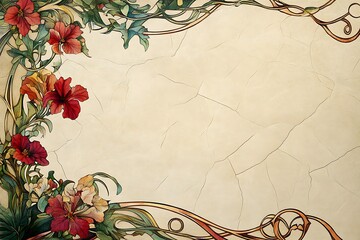 vintage floral background with frame