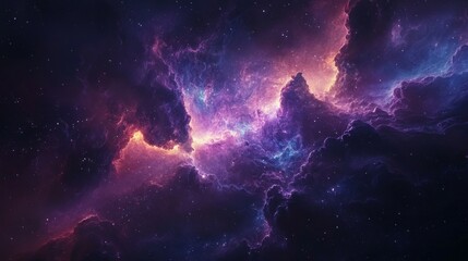 Wall Mural - cosmic cloudscape with scattered stars and swirling nebulae