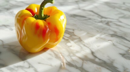 Yellow Bell Pepper on Marble