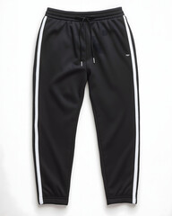 Wall Mural - Black track pants with tapered fit and white stripes

