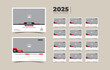 © GFNhirak  CF ID:78 - Desk Calendar 2025 planner corporate template design set of 12 months. template for annual calendar 2025.