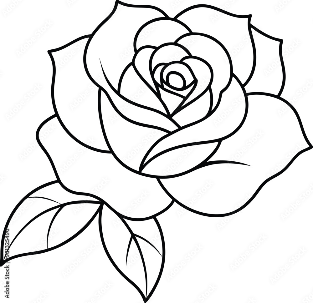 Rose flower logo icon line art vector illustration showcasing an ...