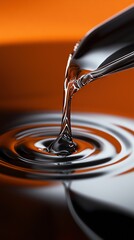 Wall Mural -   Close-up of orange and black background featuring drop of water at center