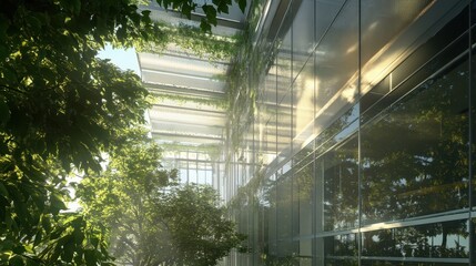 Wall Mural - Serene Glass Greenhouse with Verdant Foliage