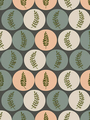 Poster - pattern with leaves and geometric shapes 