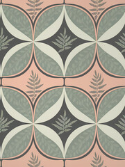 Wall Mural - pattern with leaves and geometric shapes 