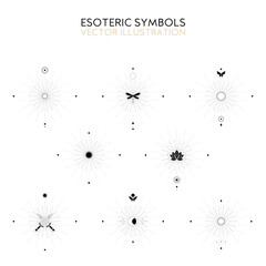 Esoteric symbols, clean and simple style, icon set