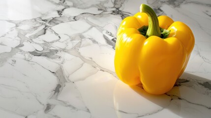 Yellow Pepper on Marble Surface