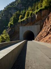 Wall Mural - Distant view of a completed tunnel symbolizing connection and progress.