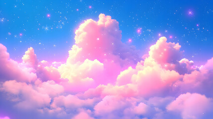 Poster - Dreamy Clouds with Sparkling Stars