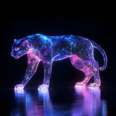 Holographic neon patterns create an ethereal glow around 3D animal image