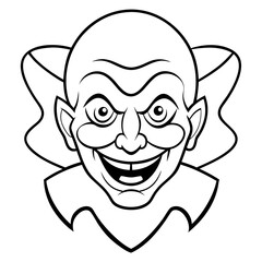 Wall Mural - Exaggerated Creepy Clown Face Line Art Vector Illustration