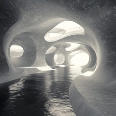 Poster - Abstract cave with water and light.