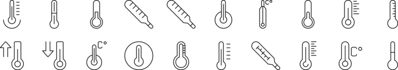 thermometer related icon set. editable stroke. suitable for web sites, books, cards, apps