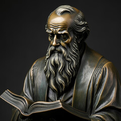 Sticker - Sculpture of an Ancient philosopher who reads books