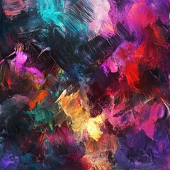 Canvas Print - Abstract painting with vibrant colors and brushstrokes.